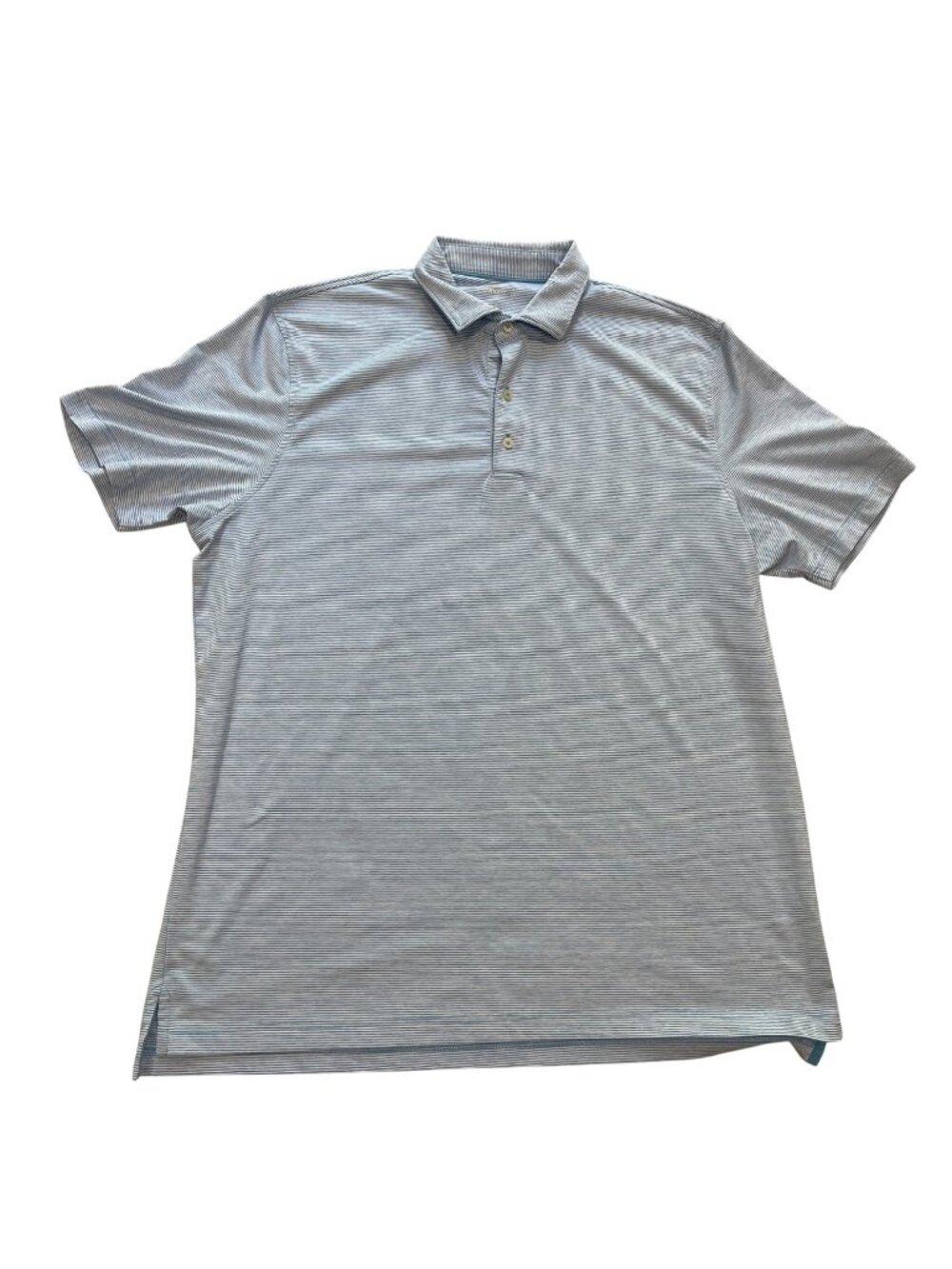 johnnie-O Lyndon Performance Jersey Polo Men's Size XL Blue White Stripe UPF 50+